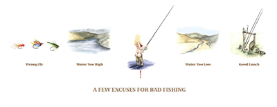 Clare Brownlow Greetings Card - Excuses For Bad Fishing